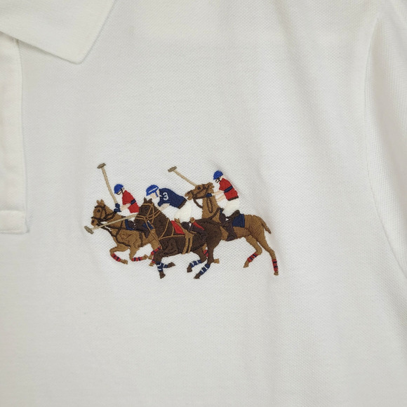 Polo Ralph Lauren Men’s Three Pony Polo Shirt Buttons White Size XL Classic Fit - Picture 2 of 9